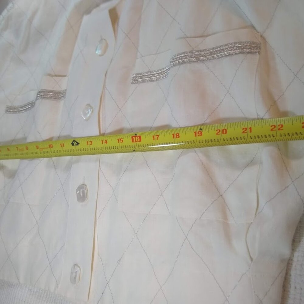 Vintage 80's Ellen Tracy size 12 ivory/cream linen suit jacket - Picture 12 of 16